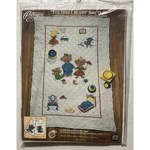 Vtg 1976 Paragon Three Bears Baby Quilt Needlecraft Kit 0483 to be Appliquéd NIP